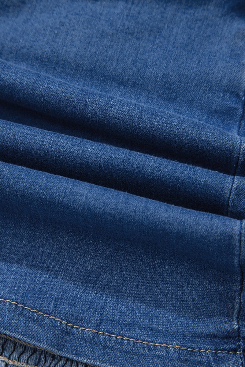 Sail Blue Vintage Bow Front Smocked Back Denim Tube Top - Love Salve